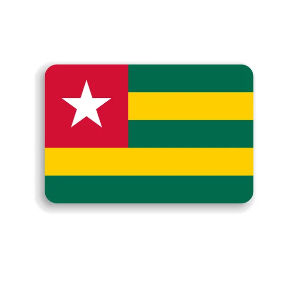 Flaga Togo Płaski Prostokąt Wektorowy Zaokrąglonymi Narożnikami Cieniem Opadającym — Wektor stockowy