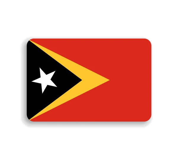 East Timor Flag Flat Vector Rectangle Rounded Corners Dropped Shadow — Stock Vector