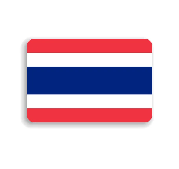 Drapeau Thaïlande Rectangle Vectoriel Plat Avec Coins Arrondis Ombre Portée — Image vectorielle