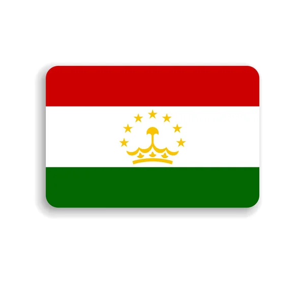 Tádžikistánská Vlajka Plochý Vektorový Obdélník Zaoblenými Rohy Vrženým Stínem — Stockový vektor