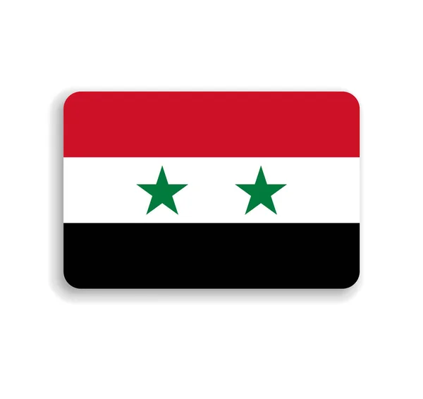 Bandiera Siria Rettangolo Vettoriale Piatto Con Angoli Arrotondati Ombra Caduta — Vettoriale Stock