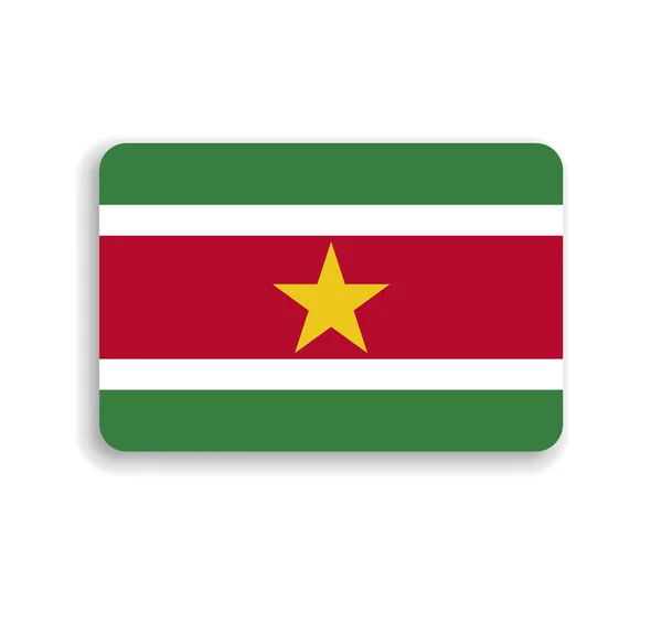 Příznak Surinam Plochý Vektorový Obdélník Zaoblenými Rohy Vrženým Stínem — Stockový vektor