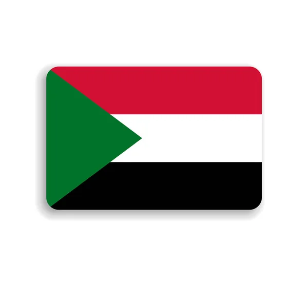 Súdánská Vlajka Plochý Vektorový Obdélník Zaoblenými Rohy Vrženým Stínem — Stockový vektor