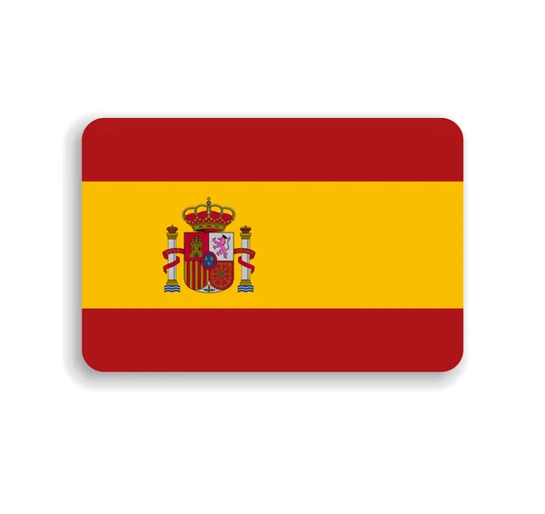 Spanien Flagga Platt Vektor Rektangel Med Rundade Hörn Och Tappade — Stock vektor
