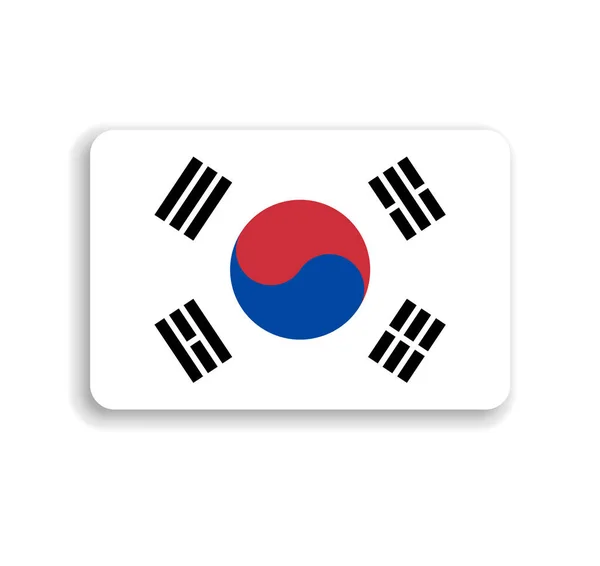 Флаг Южной Кореи Плоский Векторный Прямоугольник Закругленными Углами Отброшенной Тенью — стоковый вектор