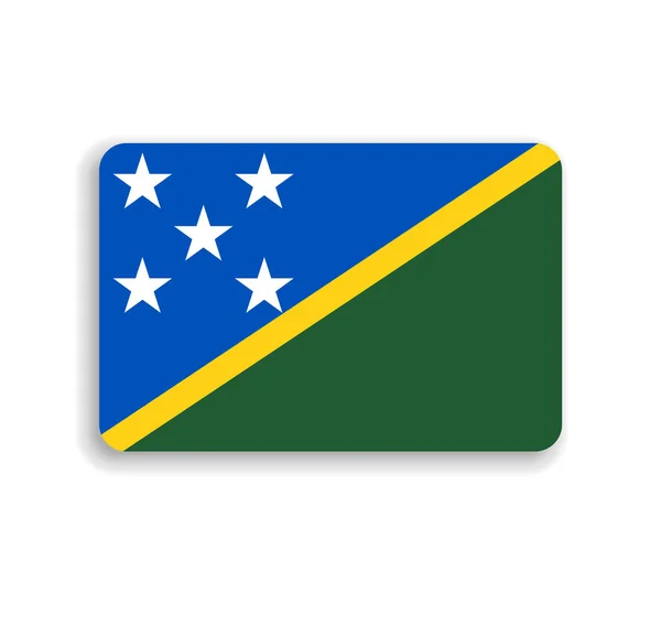 ソロモン諸島の旗 丸みを帯びた角とドロップシャドウのフラットベクトル長方形 — ストックベクタ