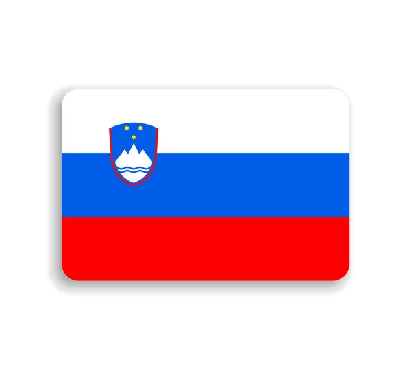 Bandera Eslovenia Rectángulo Vectorial Plano Con Esquinas Redondeadas Sombra Caída — Vector de stock