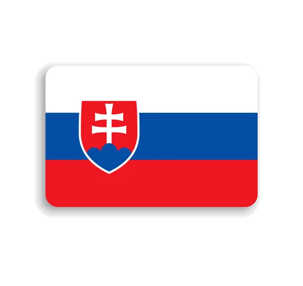 Bandera Eslovaquia Rectángulo Vectorial Plano Con Esquinas Redondeadas Sombra Caída — Vector de stock