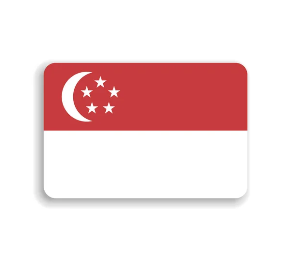 Singapur Flagge Flaches Vektorrechteck Mit Abgerundeten Ecken Und Schatten — Stockvektor
