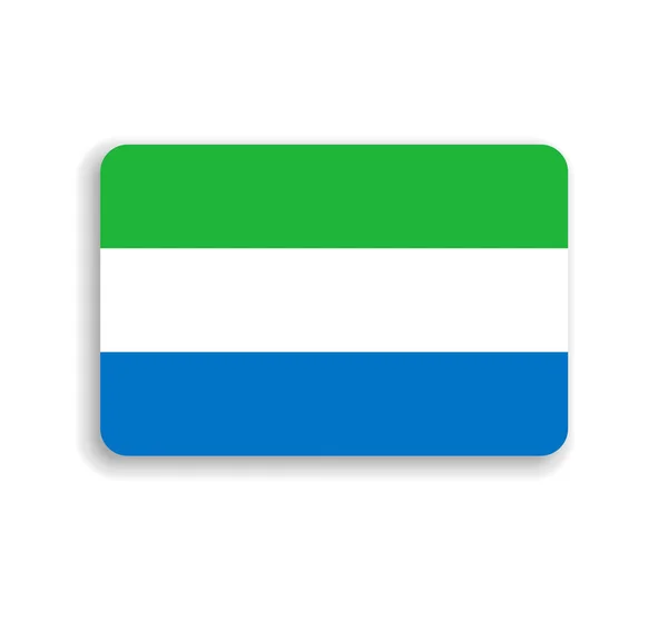 Bandera Sierra Leona Rectángulo Vectorial Plano Con Esquinas Redondeadas Sombra — Vector de stock