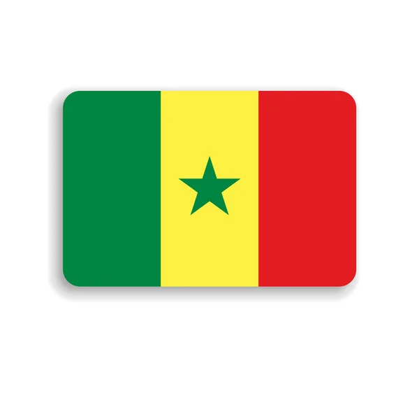 塞内加尔国旗平面矢量矩形 圆角和投下的阴影 — 图库矢量图片