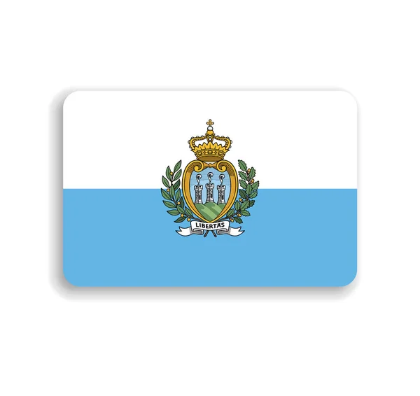 Bandeira San Marino Retângulo Vetorial Plano Com Cantos Arredondados Sombra — Vetor de Stock