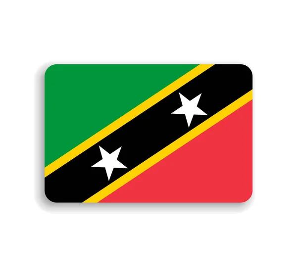 Saint Kitts Nevis Flag Flat Vector Rectangle Rounded Corners Dropped — Stock Vector