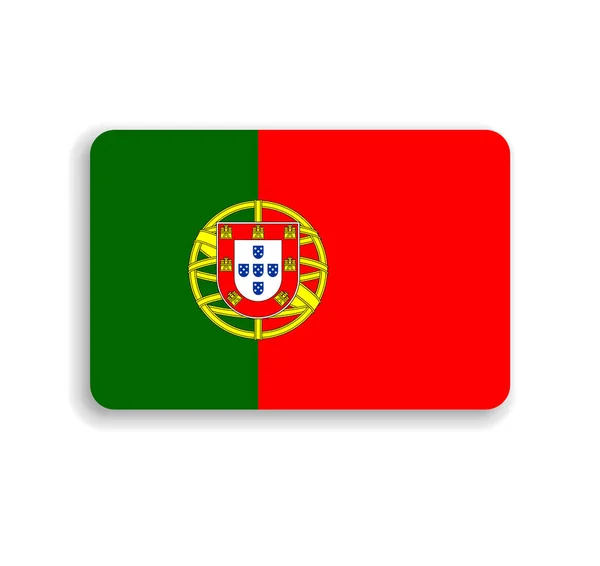 Portugal Flag Flat Vector Rectangle Rounded Corners Dropped Shadow — Stock Vector
