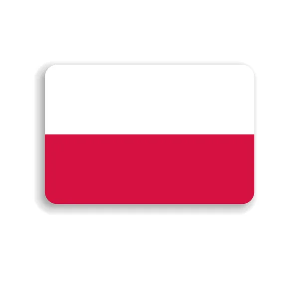Drapeau Pologne Rectangle Vectoriel Plat Avec Coins Arrondis Ombre Portée — Image vectorielle