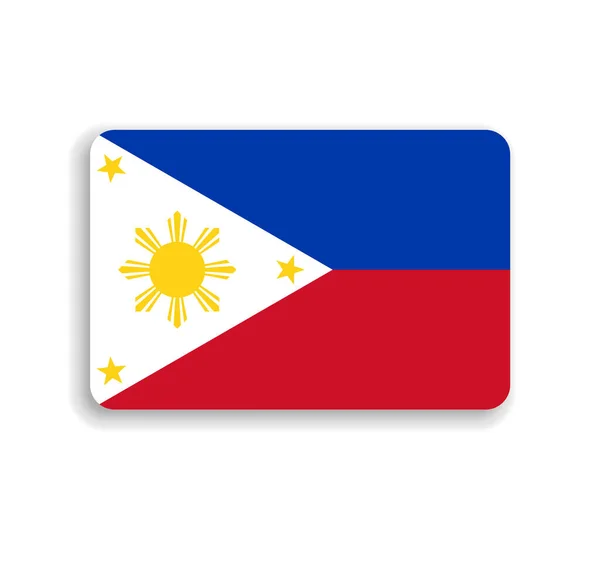 フィリピンの旗 丸みを帯びた角とドロップシャドウのフラットベクトル長方形 — ストックベクタ