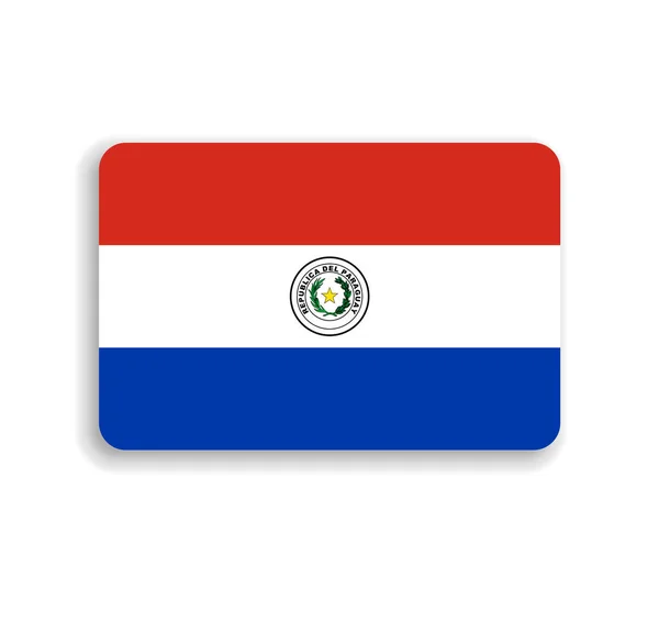Drapeau Paraguay Rectangle Vectoriel Plat Avec Coins Arrondis Ombre Portée — Image vectorielle