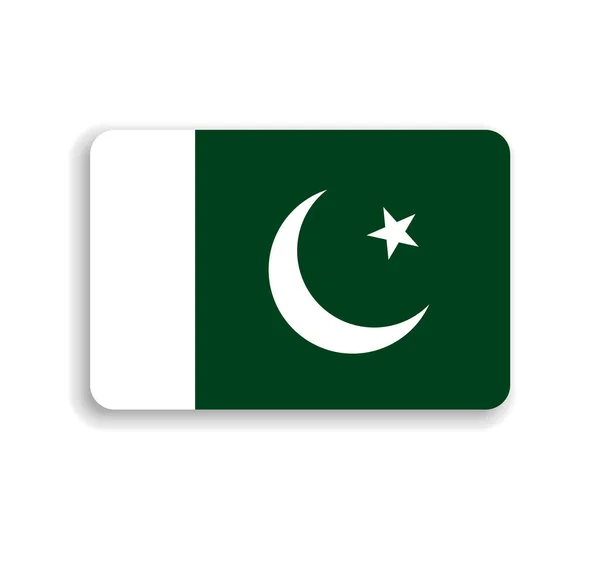 Флаг Пакистана Плоский Векторный Прямоугольник Закругленными Углами Отброшенной Тенью — стоковый вектор