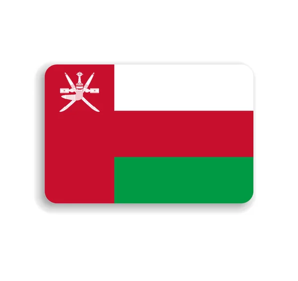 Oman Flagge Flaches Vektorrechteck Mit Abgerundeten Ecken Und Schlagschatten — Stockvektor