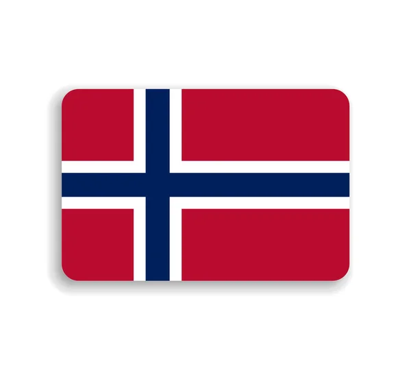 Noorwegen Vlag Vlakke Vectorrechthoek Met Afgeronde Hoeken Vallende Schaduw — Stockvector
