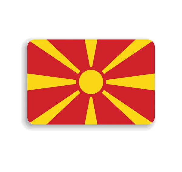 Nord Mazedonien Flagge Flaches Vektorrechteck Mit Abgerundeten Ecken Und Schlagschatten — Stockvektor