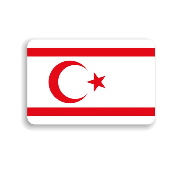 Bandeira Norte Chipre Retângulo Vetorial Plano Com Cantos Arredondados Sombra — Vetor de Stock