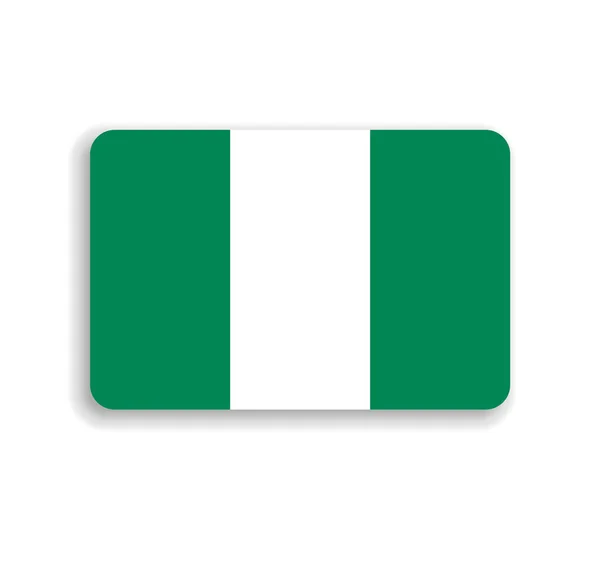 Флаг Нигерии Плоский Векторный Прямоугольник Закругленными Углами Отброшенной Тенью — стоковый вектор