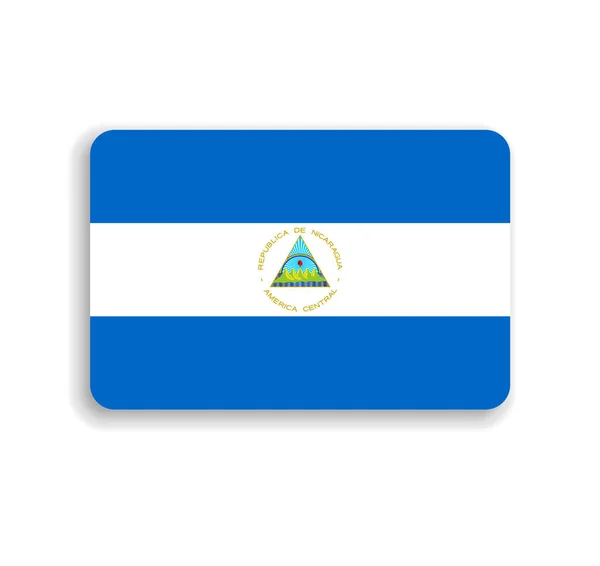 Vlajka Nikaraguy Plochý Vektorový Obdélník Zaoblenými Rohy Vrženým Stínem — Stockový vektor