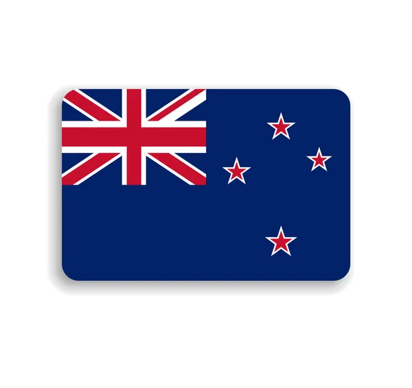 New Zealand Flag Flat Vector Rectangle Rounded Corners Dropped Shadow — Stock Vector