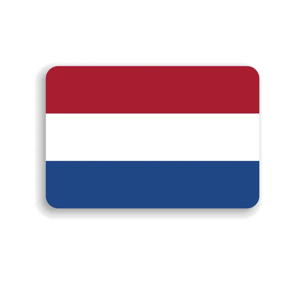 Niederlande Flagge Flaches Vektorrechteck Mit Abgerundeten Ecken Und Schlagschatten — Stockvektor