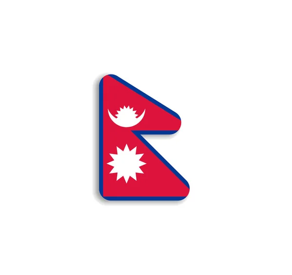 Σημαία Νεπάλ Επίπεδο Διανυσματικό Ορθογώνιο Στρογγυλεμένες Γωνίες Και Σκιά — Διανυσματικό Αρχείο