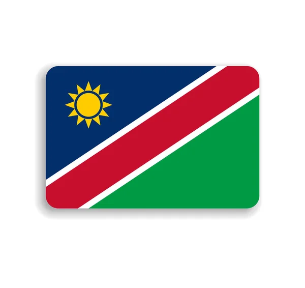 Bandera Namibia Rectángulo Vectorial Plano Con Esquinas Redondeadas Sombra Caída — Vector de stock