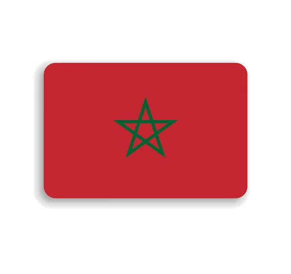 Marokko Vlag Vlakke Vector Rechthoek Met Afgeronde Hoeken Slagschaduw — Stockvector