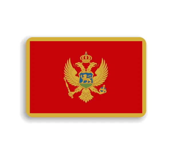 モンテネグロの旗 丸みを帯びた角とドロップシャドウのフラットベクトル長方形 — ストックベクタ