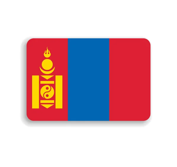Mongolei Flagge Flaches Vektorrechteck Mit Abgerundeten Ecken Und Schlagschatten — Stockvektor