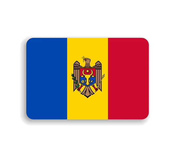Moldova Flag Flat Vector Rectangle Rounded Corners Dropped Shadow — Stock Vector