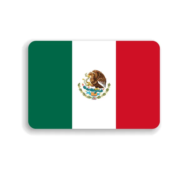 Mexická Vlajka Plochý Vektorový Obdélník Zaoblenými Rohy Vrženým Stínem — Stockový vektor