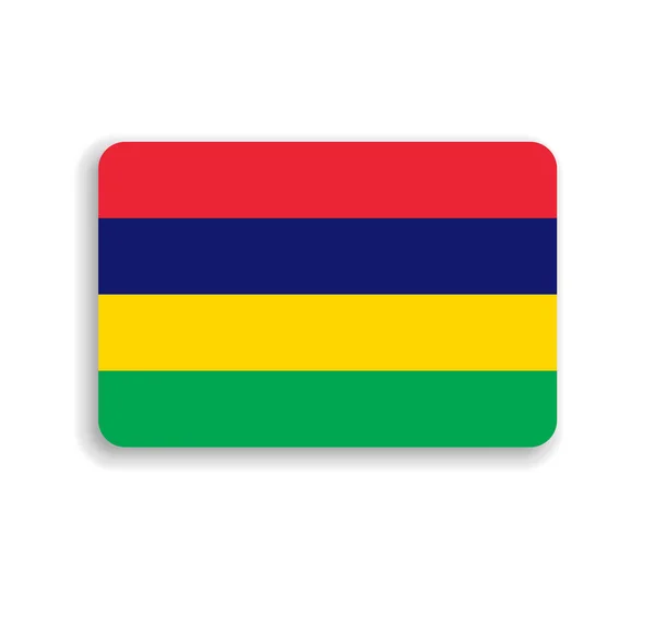 Σημαία Μαυρίκιου Επίπεδο Διανυσματικό Ορθογώνιο Στρογγυλεμένες Γωνίες Και Σκιά — Διανυσματικό Αρχείο