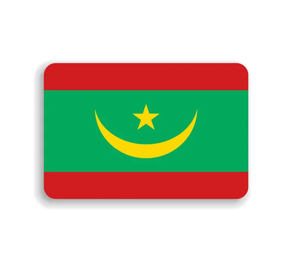 Mauretanien Flagge Flaches Vektorrechteck Mit Abgerundeten Ecken Und Schlagschatten — Stockvektor