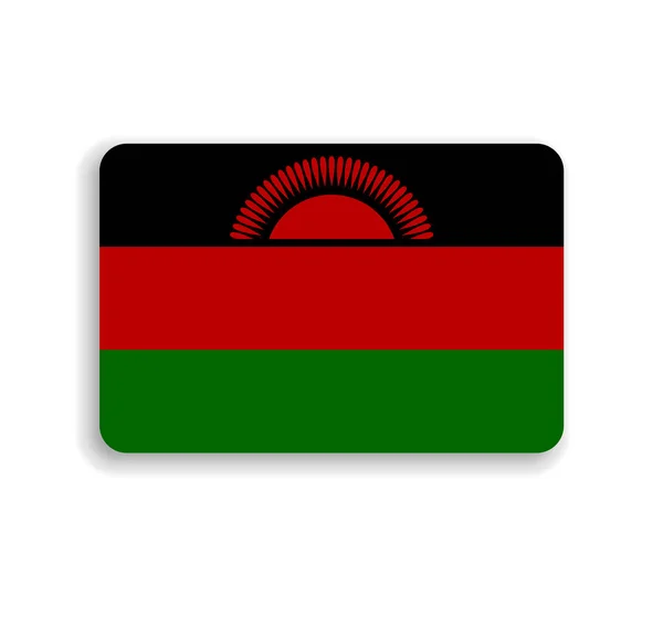 马拉维国旗平面矢量矩形 圆形角及投下的阴影 — 图库矢量图片