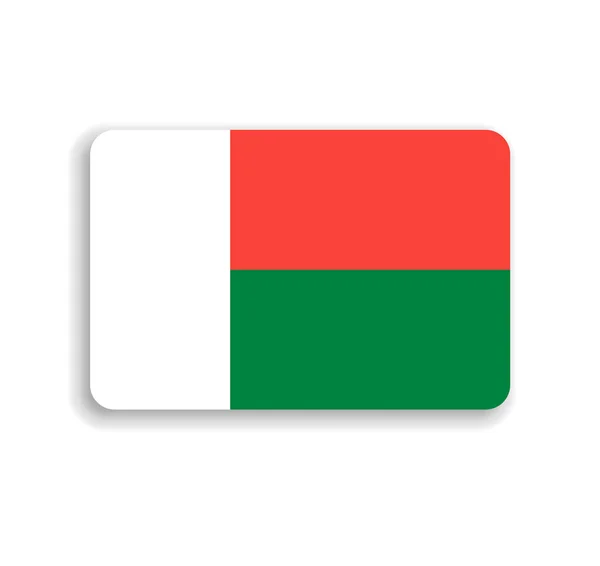 Bandera Madagascar Rectángulo Vectorial Plano Con Esquinas Redondeadas Sombra Caída — Archivo Imágenes Vectoriales