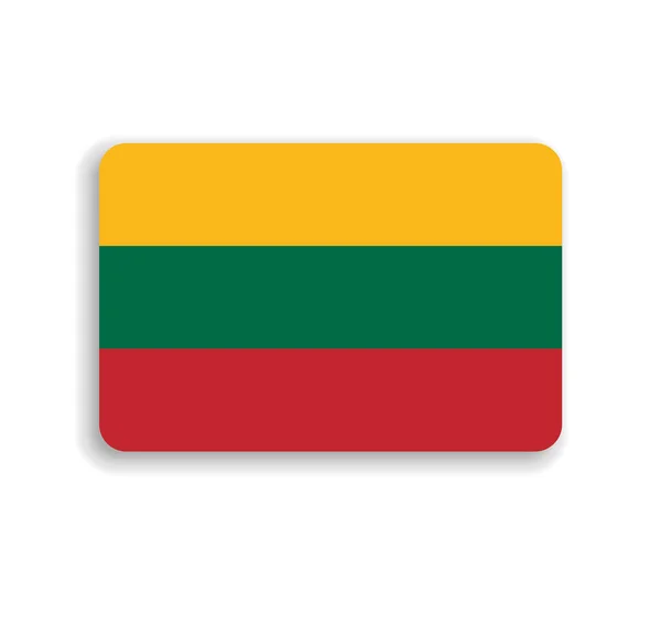 Σημαία Λιθουανίας Επίπεδο Διανυσματικό Ορθογώνιο Στρογγυλεμένες Γωνίες Και Πεσμένη Σκιά — Διανυσματικό Αρχείο