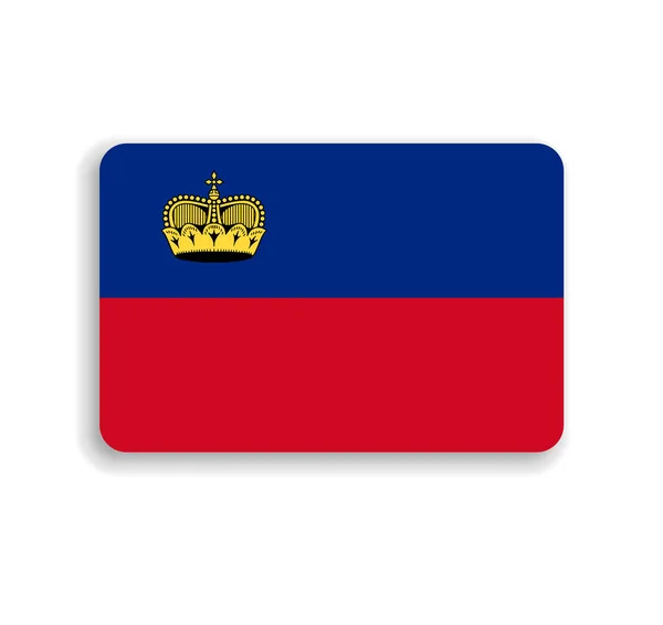 Bandera Liechtenstein Rectángulo Vectorial Plano Con Esquinas Redondeadas Sombra Caída — Vector de stock