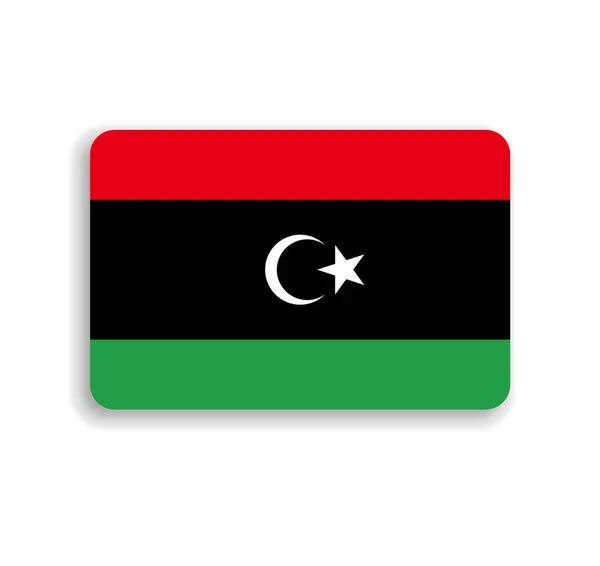 Libya Bayrağı Yuvarlak Köşeli Düz Vektör Dikdörtgeni Gölgesi — Stok Vektör
