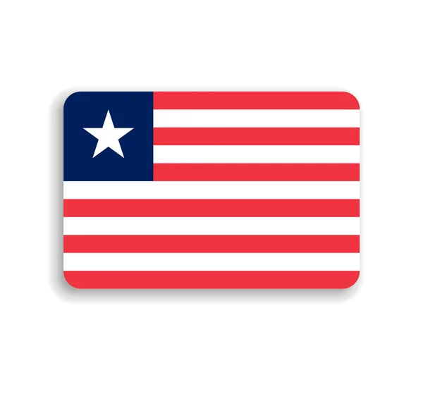 利比里亚国旗平面矢量矩形 圆角和投下的阴影 — 图库矢量图片
