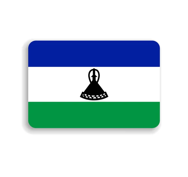 Bandera Lesotho Rectángulo Vectorial Plano Con Esquinas Redondeadas Sombra Caída — Vector de stock