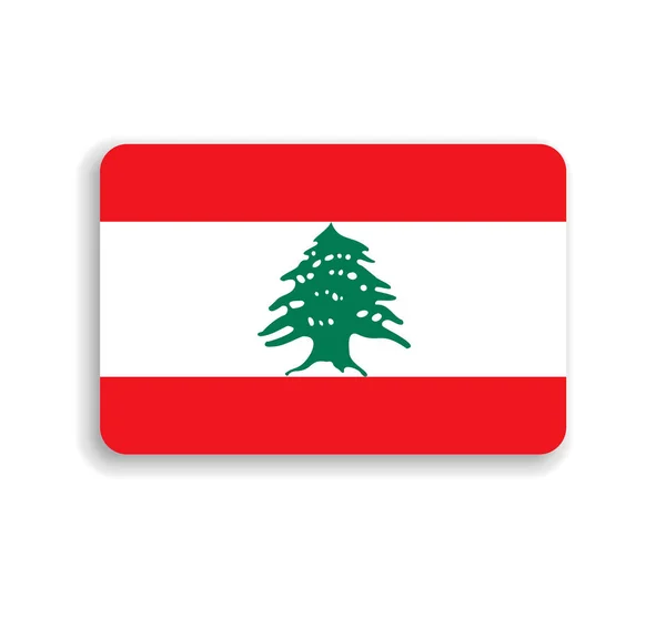 Libanon Vlag Vlakke Vectorrechthoek Met Afgeronde Hoeken Vallende Schaduw — Stockvector