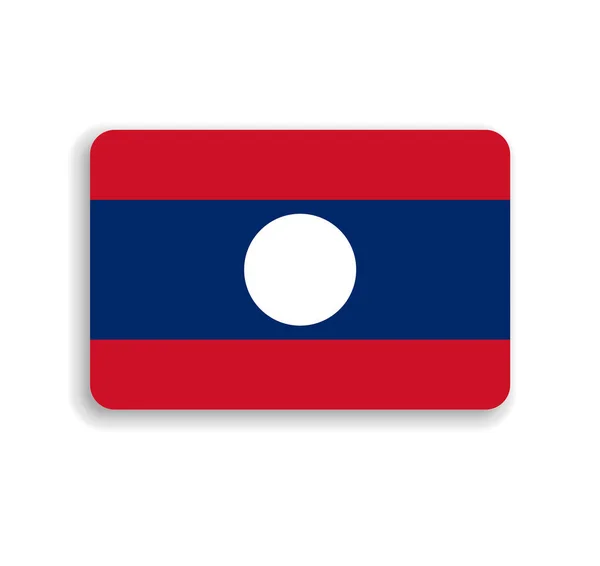 Bandeira Laos Retângulo Vetorial Plano Com Cantos Arredondados Sombra Solta — Vetor de Stock