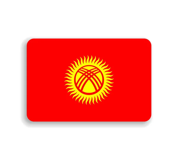 Kyrgyzstan Flag Flat Vector Rectangle Rounded Corners Dropped Shadow — Stock Vector