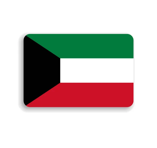 Kuvajtská Vlajka Plochý Vektorový Obdélník Zaoblenými Rohy Vrženým Stínem — Stockový vektor